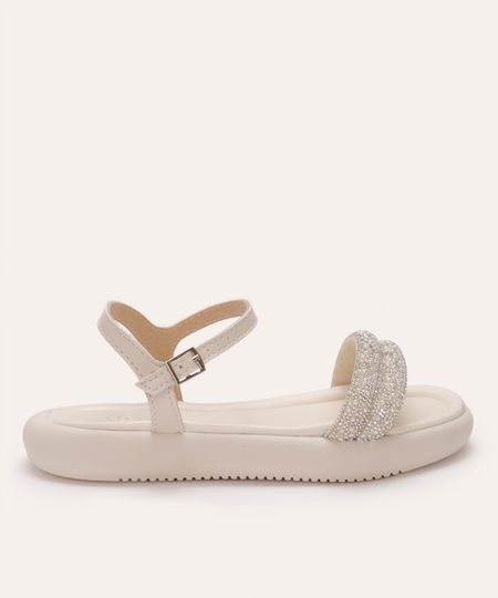 sandália infantil com brilhos molekinha off white 27 sandália infantil com brilhos molekinha off white 27
