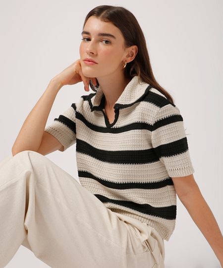 polo de tricot listrada mindset colorida PP