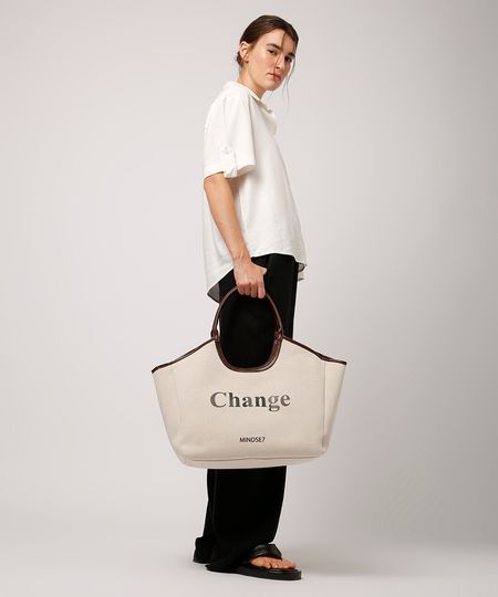 bolsa tote change mindset bege UNICO