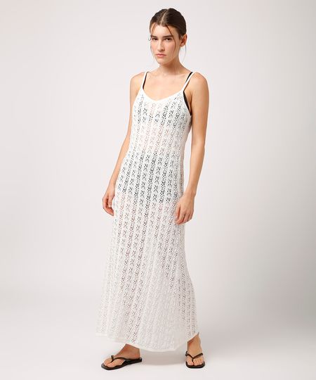 vestido longo de tricot mindset branco GG vestido longo de tricot mindset branco GG