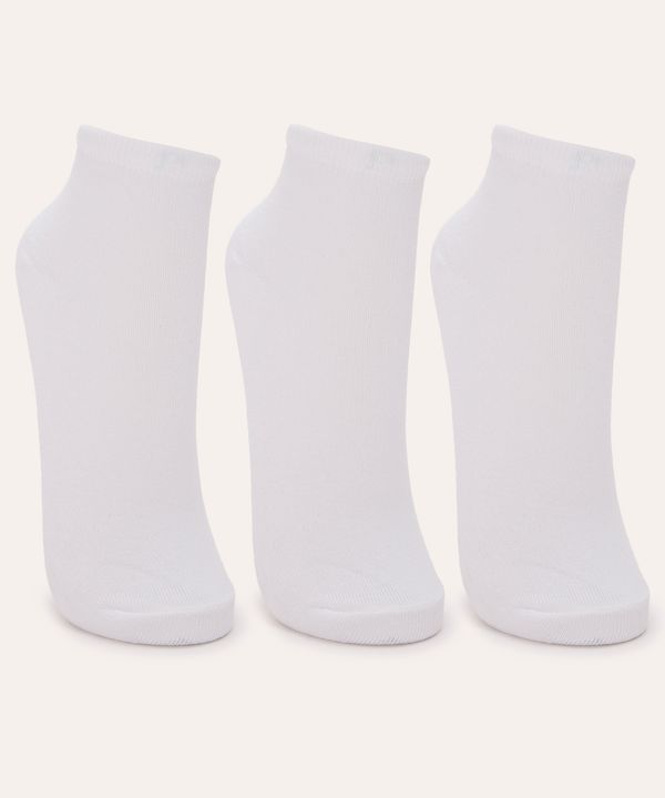 kit de 3 meias cano médio básica branca 34-39