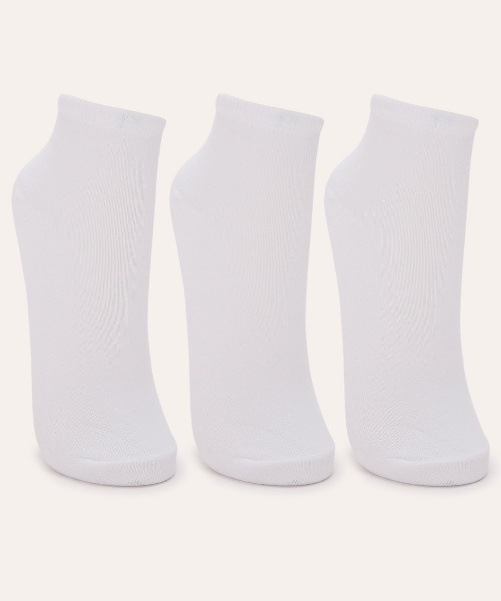 kit de 3 meias cano médio básica branca