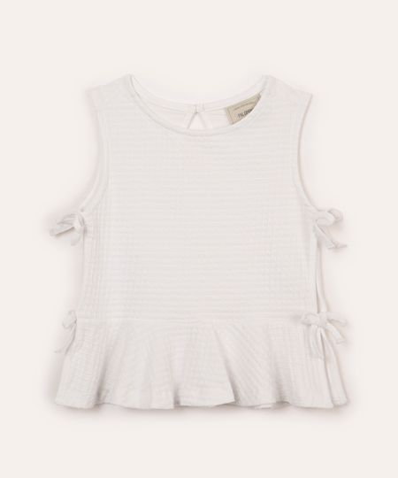 regata infantil de algodão texturizada off white 6