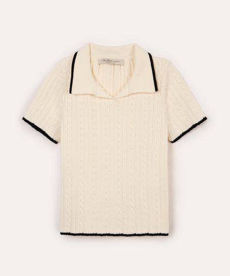polo infantil de tricot manga curta off white 6 polo infantil de tricot manga curta off white 6