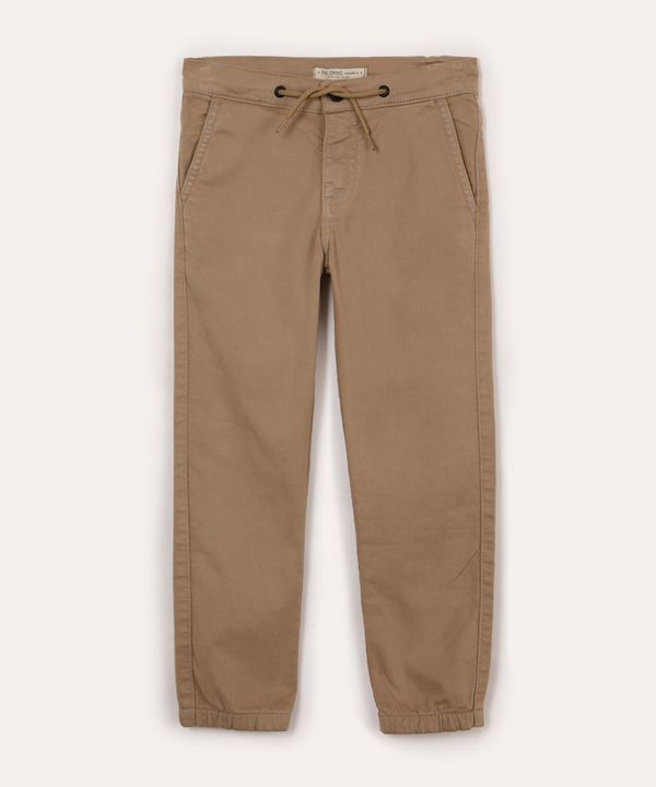 calça de sarja infantil com cordão bege 10