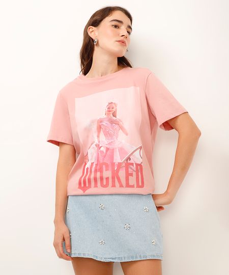camiseta de algodão wicked rosa PP