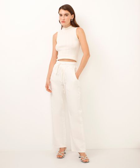 calça reta de sarja sawary off white 40 calça reta de sarja sawary off white 40