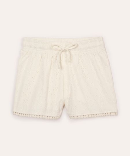 short infantil de algodão com laise off white 4 short infantil de algodão com laise off white 4