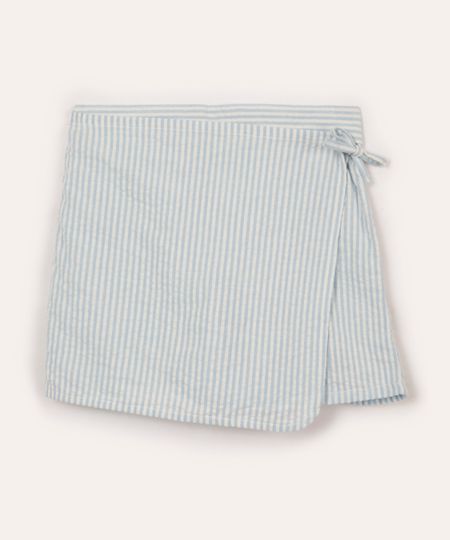 short saia infantil de algodão listrado azul 10