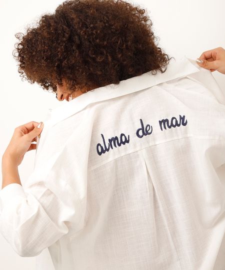 camisa saída de praia  com bordado off white M