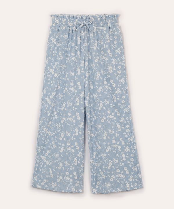 calça infantil texturizada floral azul 8