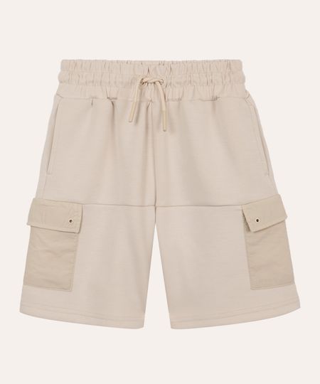 bermuda cargo infantil com cordão bege 4