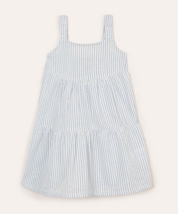 vestido infantil de algodão listrado azul 2