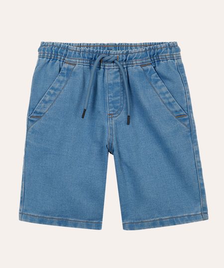 bermuda jeans infantil cós com elástico azul 8 bermuda jeans infantil cós com elástico azul 8