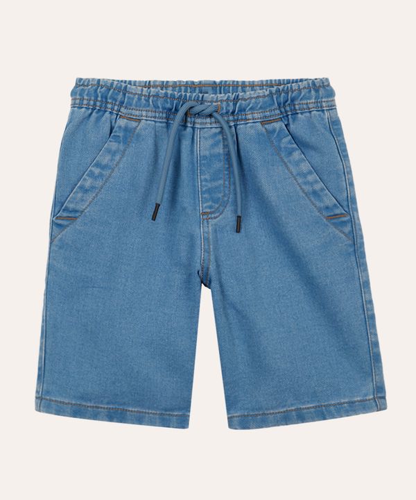 bermuda jeans infantil cós com elástico azul 4