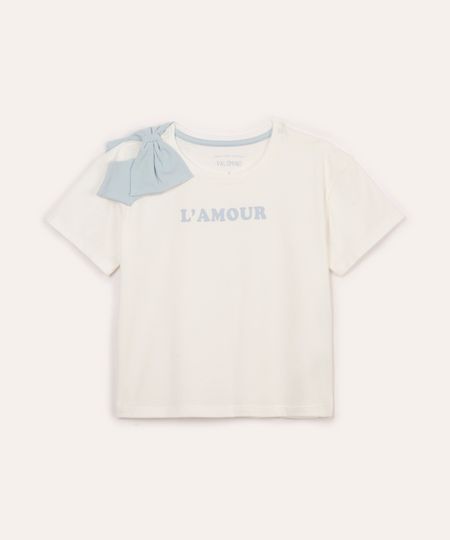 blusa infantil de algodão com laço off white 4