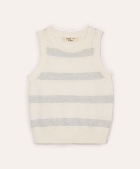 regata de tricot infantil listrada off white 8