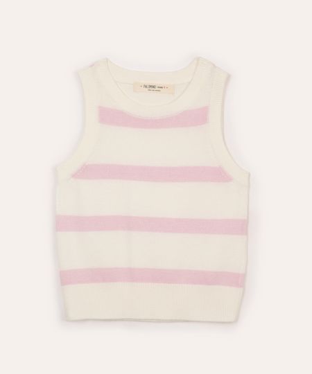 regata de tricot infantil listrada rosa 4