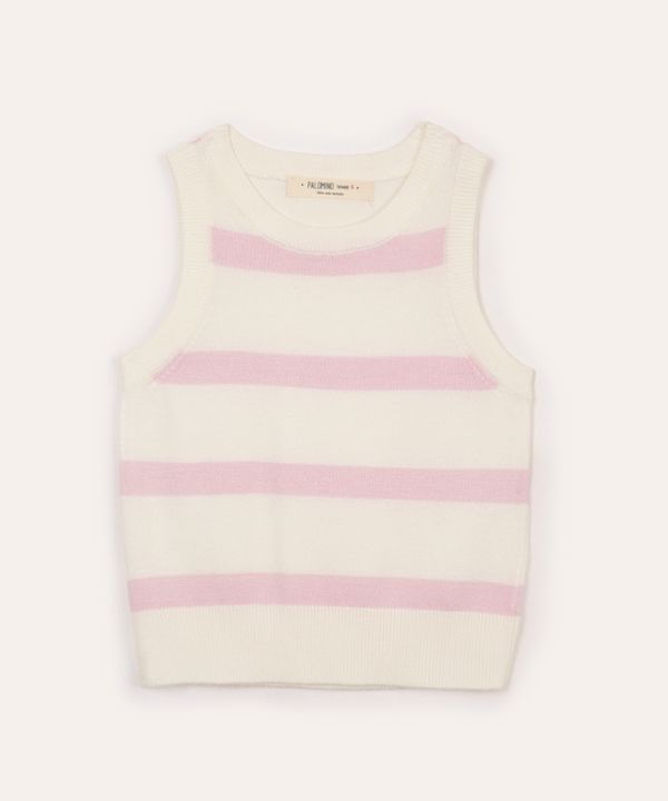 regata de tricot infantil listrada rosa 4