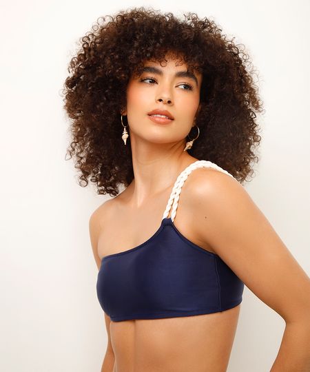 biquíni top ombro único azul G biquíni top ombro único azul G