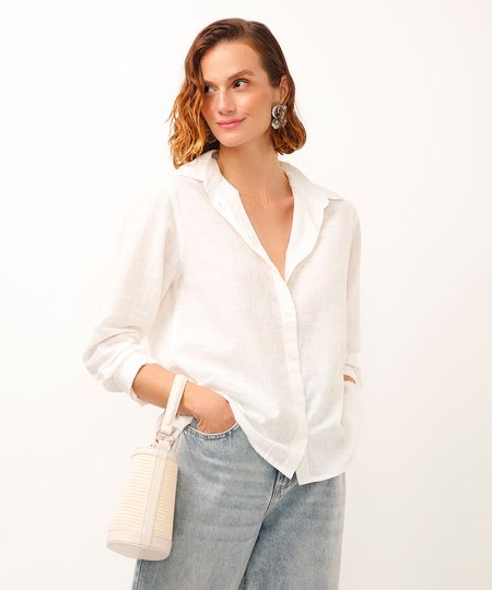 camisa de algodão manga longa off white GG camisa de algodão manga longa off white GG