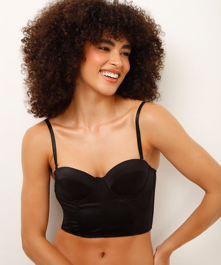 sutiã cropped meia taça preto 44 sutiã cropped meia taça preto 44