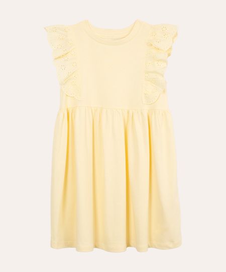 vestido curto infantil com laise floral amarelo 10
