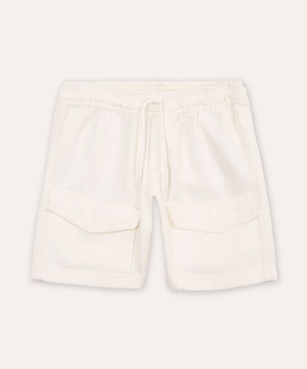 bermuda de sarja infantil bolsos cargo off white 10