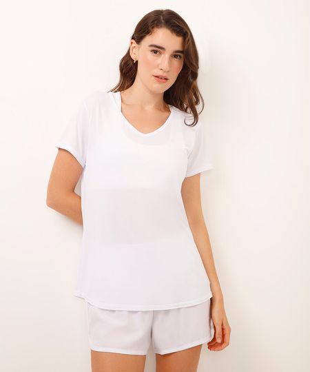 camiseta esportiva ace decote v branca GG