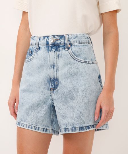 short jeans long cintura super alta azul 34