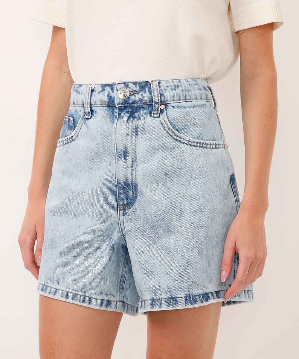 short jeans long cintura super alta azul