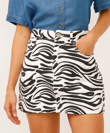 minissaia de sarja cintura alta animal print colorida 38 minissaia de sarja cintura alta animal print colorida 38