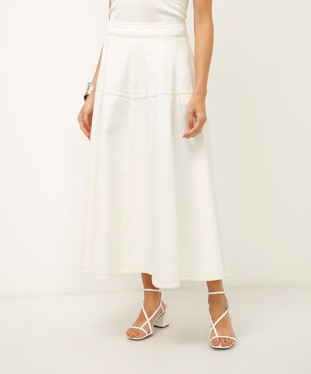 saia midi godê de sarja off white 36