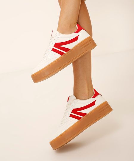 tênis plataforma casual com recortes ace branco 34 tênis plataforma casual com recortes ace branco 34