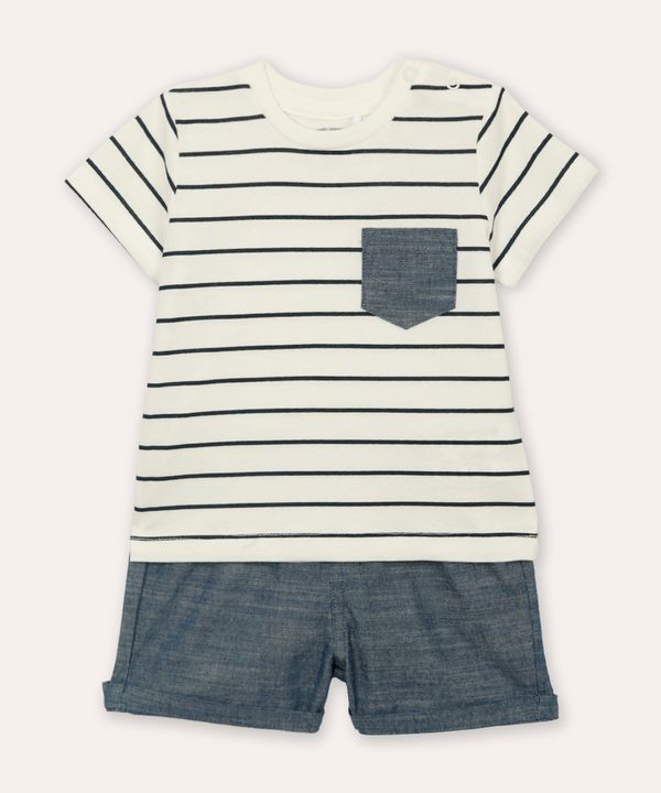 conjunto infantil curto listrada off white 12-18