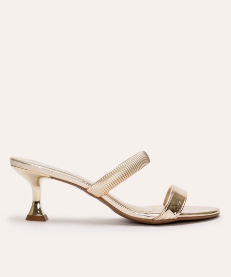 tamanco salto cromado metalizada oneself dourado 35