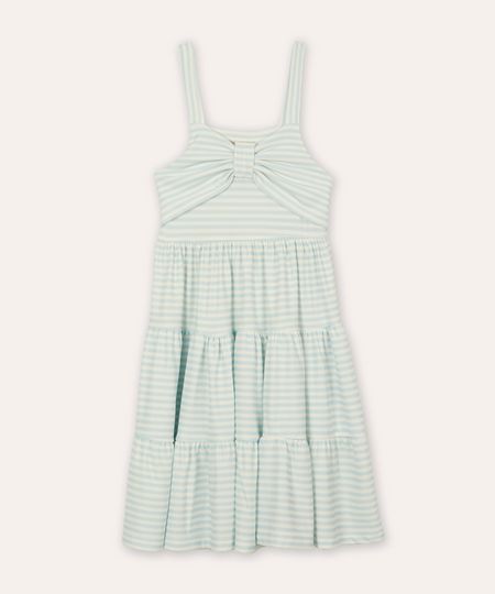 vestido infantil listrado com laço azul 8