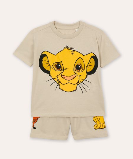 pijama de algodão infantil simba manga curta bege 4 pijama de algodão infantil simba manga curta bege 4