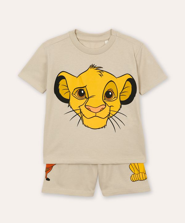 pijama de algodão infantil simba manga curta bege 3