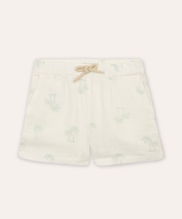 bermuda reta de algodão coqueiro infantil off white 4