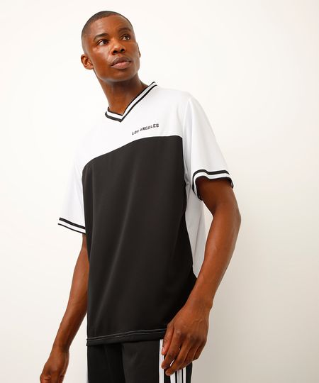 camiseta oversized esportiva ace bicolor preta G