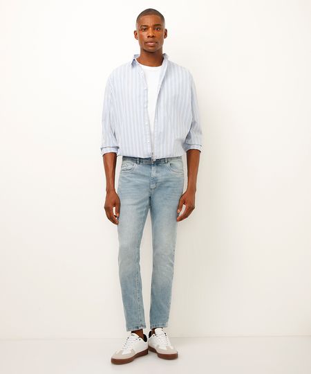 calça skinny jeans básica azul 44