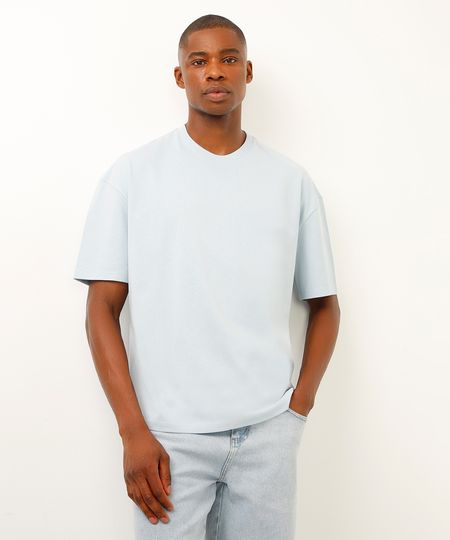 camiseta oversized de algodão peruano azul P
