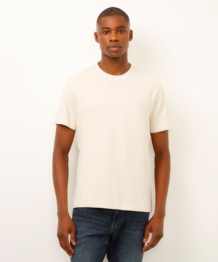 camiseta de algodão manga curta texturizada off white GG