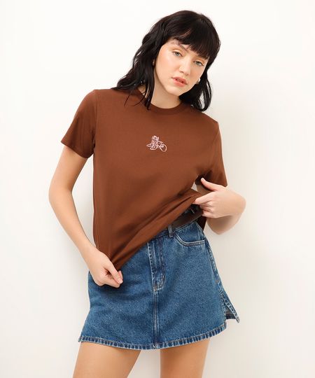 camiseta de algodão cowboy boot marrom PP