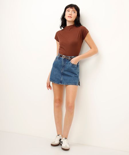 short saia jeans com cinto azul 36 short saia jeans com cinto azul 36