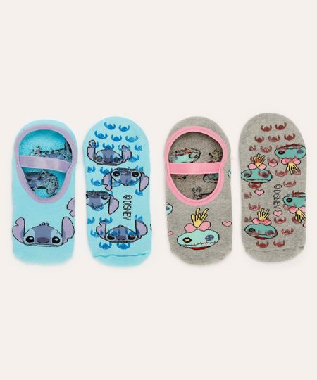 kit de 2 meias sapatilha stitch colorida 34-39 kit de 2 meias sapatilha stitch colorida 34-39