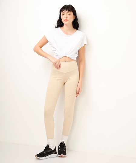 calça legging com recortes esportiva ace bege GG