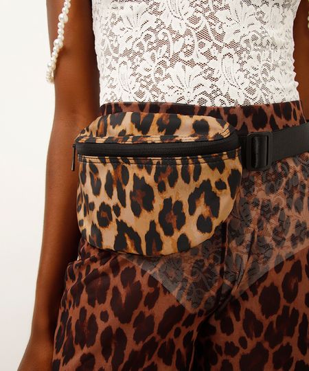 pochete animal print bege UNICO