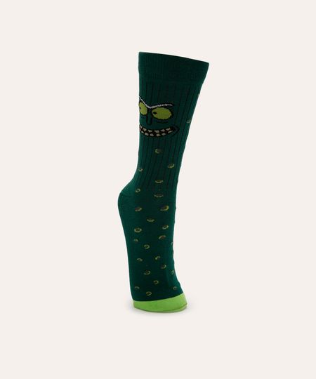 meia cano longo rick e morty verde 37-40